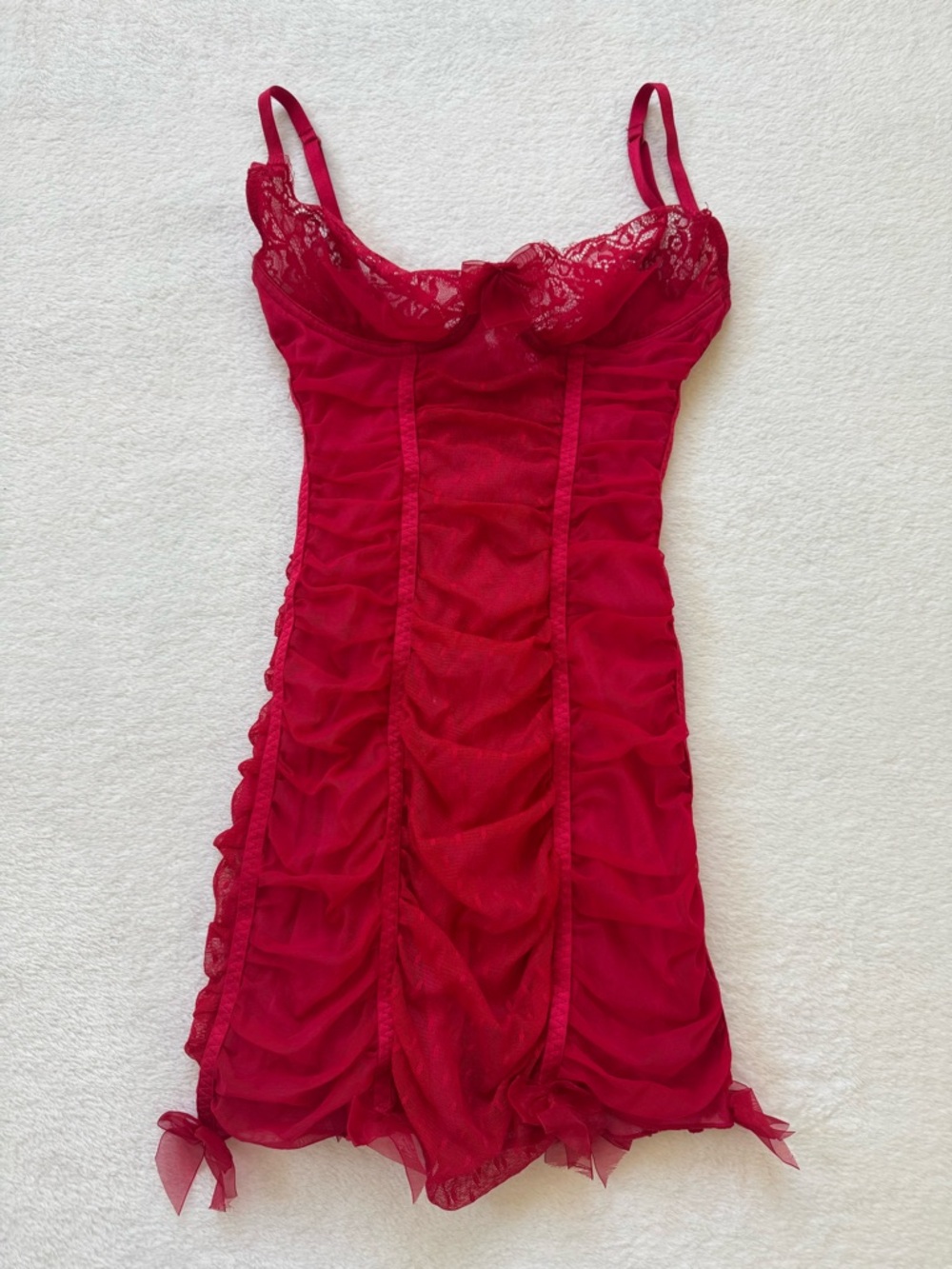 Victoria's Secret Red Lace & Mesh Chemise Slip